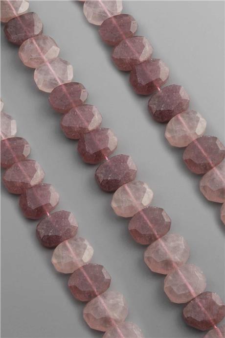 Gül Kuvars Taşı Dikdörtgen Kesim Parlak Pembe 20x15mm Doğal Taş Dizi [AB+]