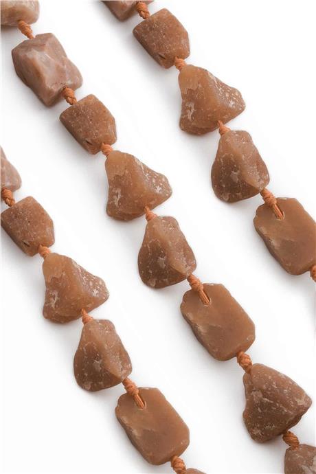 Güneş Taşı Doğal Taş Mat Kahverengi Ham Kütle Kesim 15x25mm Dizi [AA]