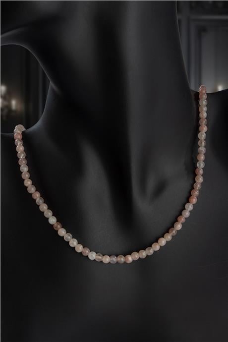 Güneş Taşı Doğal Taş Küre Kesim Zincir Kapamalı Kolye