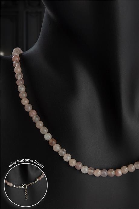 Güneş Taşı Doğal Taş Küre Kesim Zincir Kapamalı Kolye