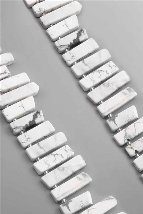 Havlit Doğal Taş Parlak Beyaz Dikdörtgen Kesim 10x40mm Dizi [AA]