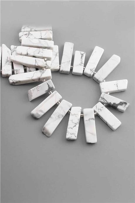 Havlit Doğal Taş Parlak Beyaz Dikdörtgen Kesim 10x40mm Dizi [AA]