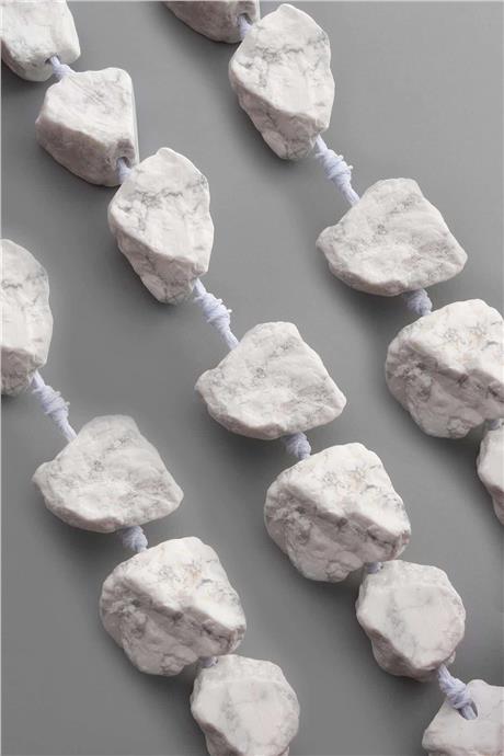 Havlit Doğal Taş Mat Beyaz Ham Kütle Kesim 15x25mm Dizi [AA]