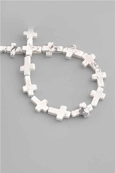 Havlit Doğal Taş Parlak Beyaz Haç Kesim 12x16mm Dizi [AA]