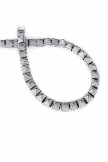 Hematite Natural Stone Light Grey Pyramid Cut 6x6x6mm String Of Beads