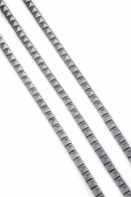 Hematite Natural Stone Light Grey Pyramid Cut 6x6x6mm String Of Beads