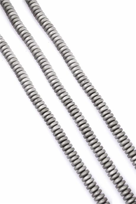 Hematit Doğal Taş Parlak Açık Gri Rondela Kesim 8x3mm Dizi [AA]