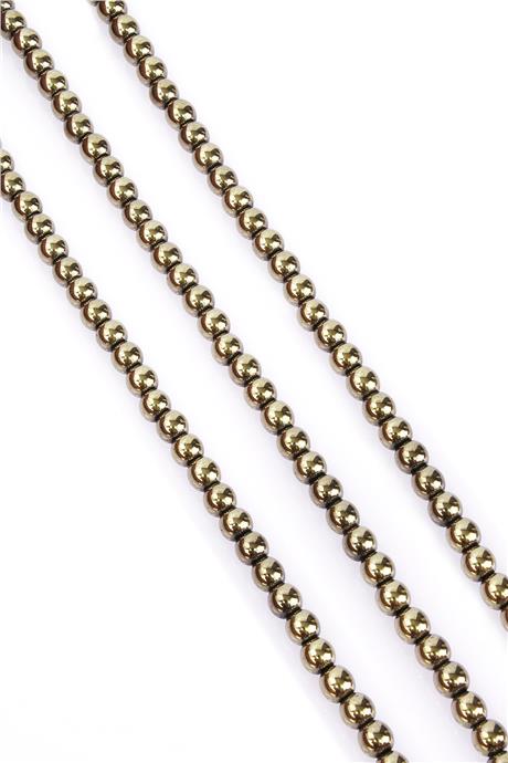 Hematit Taşı Küre Kesim Parlak Antik Sarı 6mm Doğal Taş Dizi