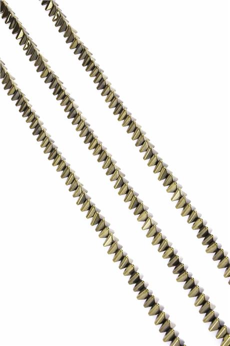 Hematite Natural Stone Antique Yellow Triangle Cut 6x3mm String Of Beads