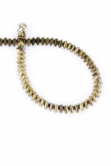 Hematite Natural Stone Antique Yellow Triangle Cut 6x3mm String Of Beads