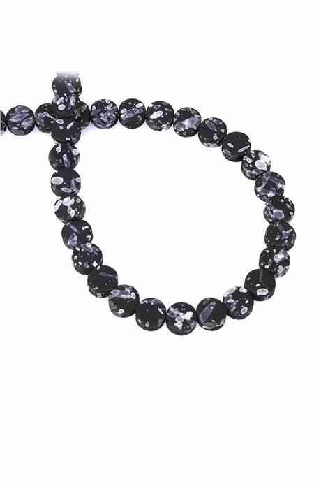 Hematite Natural Stone Mottled Black Circle Cut 8x4mm String Of Beads