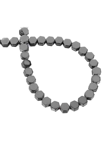 Hematite Natural Stone Smoked Hexagon Cut 7x4mm String Of Beads