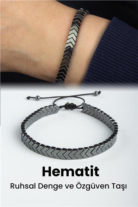 Hematit Doğal Taş Füme Çavuş Kesim 6x2mm Makrome Bileklik