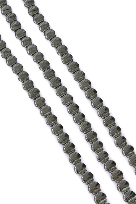 Hematit Taşı Deniz Kabuğu Kesim Parlak Füme 8x8mm Doğal Taş Dizi
