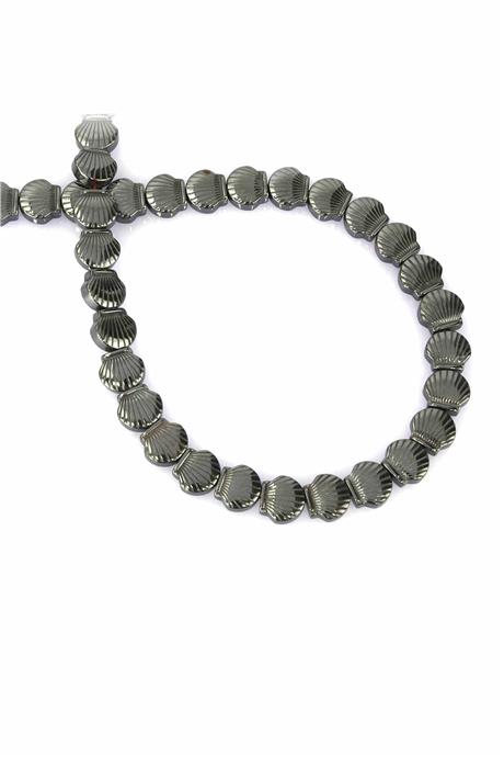 Hematit Taşı Deniz Kabuğu Kesim Parlak Füme 8x8mm Doğal Taş Dizi