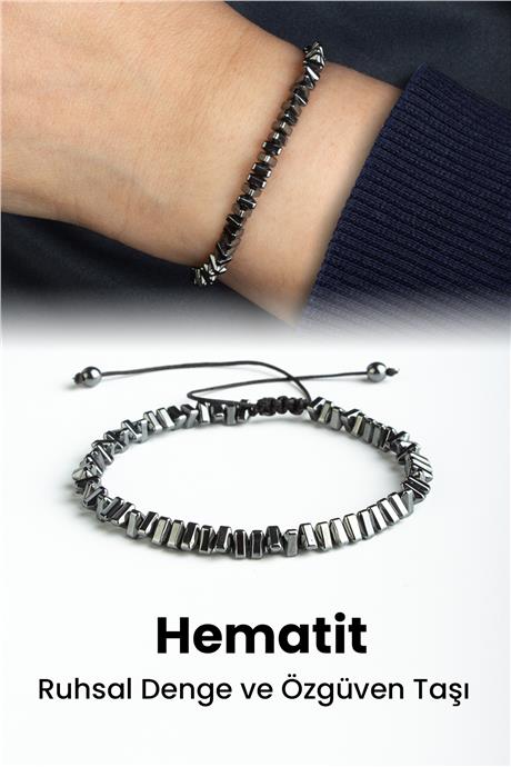 Hematit Doğal Taş Füme Üçgen Prizma Kesim 4x3mm Makrome Bileklik