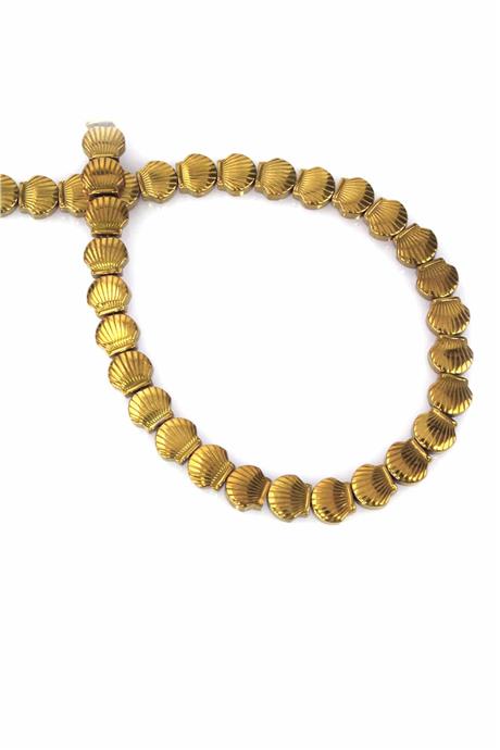 Hematit Taşı Deniz Kabuğu Kesim Parlak Gold 8x8mm Doğal Taş Dizi