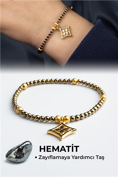 Hematit Doğal Taş Gold Küre Kesim 2mm Bileklik