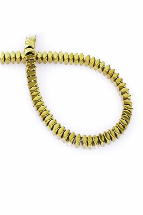 Hematite Natural Stone Gold Washer Cut 6x3mm String Of Beads