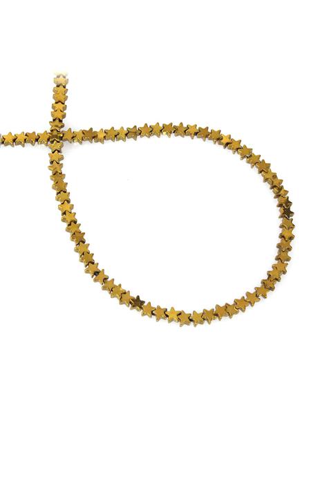 Hematite Natural Stone Gold Star Cut 4mm String Of Beads