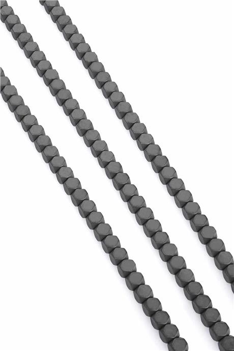 Hematite Natural Stone Grey Cube Cut 6x6mm String Of Beads
