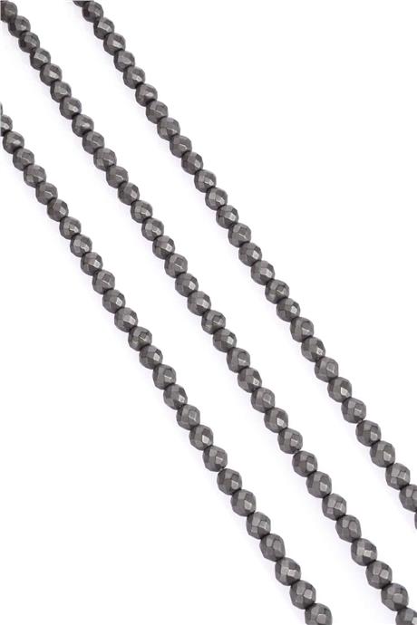 Hematit Taşı Faset Küre Kesim Mat Gri 6mm Doğal Taş Dizi