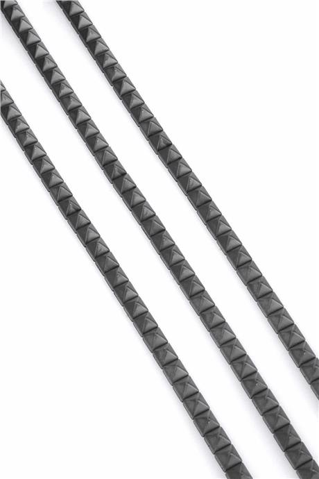 Hematite Natural Stone Grey Pyramid Cut 6x6x6mm String Of Beads