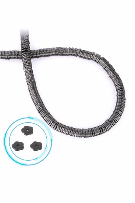 Hematit Taşı Papatya Rondela Kesim Mat Gri 6x1mm Doğal Taş Dizi