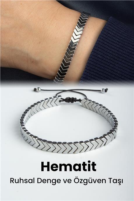 Hematit Doğal Taş Füme Çavuş Kesim 6x2mm Makrome Bileklik