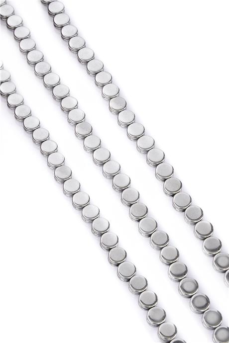 Hematit Taşı Kanallı Kesim Parlak Gümüş 8x4mm Doğal Taş Dizi