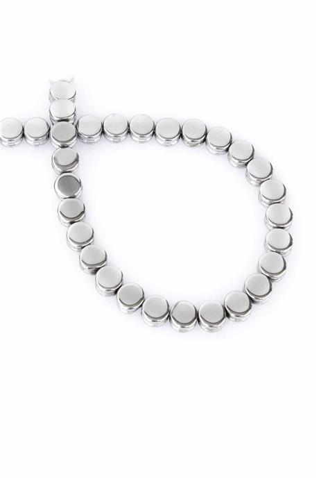 Hematit Taşı Kanallı Kesim Parlak Gümüş 8x4mm Doğal Taş Dizi