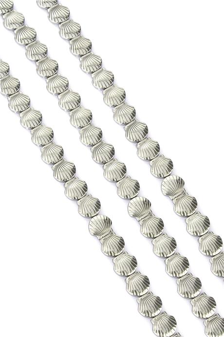 Hematite Natural Stone Cylinder Clam Cut 8mm String Of Beads