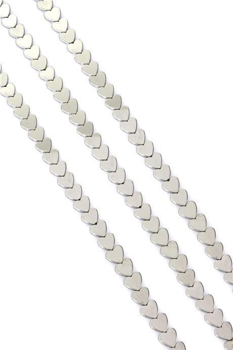 Hematite Natural Stone Cylinder Heart Cut 8mm String Of Beads