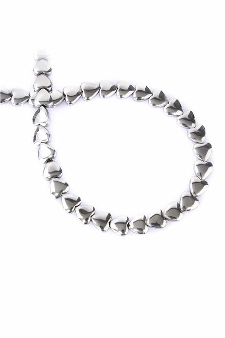 Hematite Natural Stone Cylinder Heart Cut 8mm String Of Beads