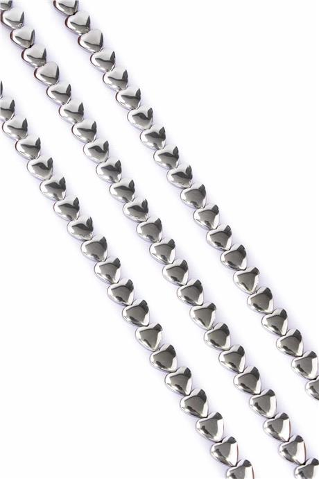Hematite Natural Stone Cylinder Heart Cut 8mm String Of Beads