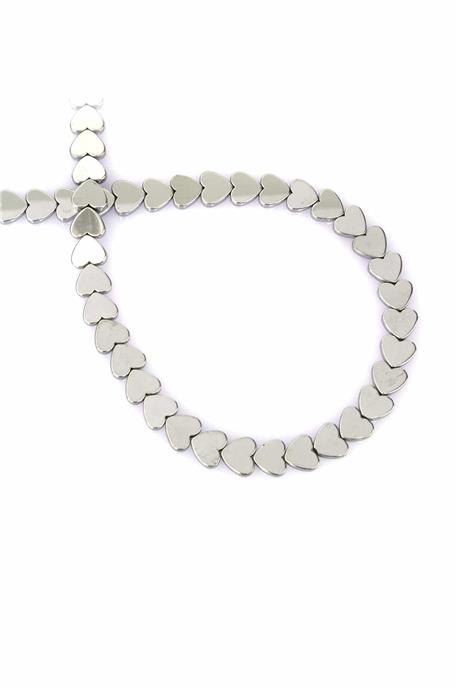 Hematite Natural Stone Cylinder Heart Cut 8mm String Of Beads