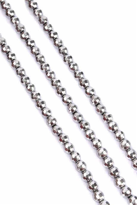 Hematit Taşı Küre Kesim Parlak Gümüş 8mm Doğal Taş Dizi