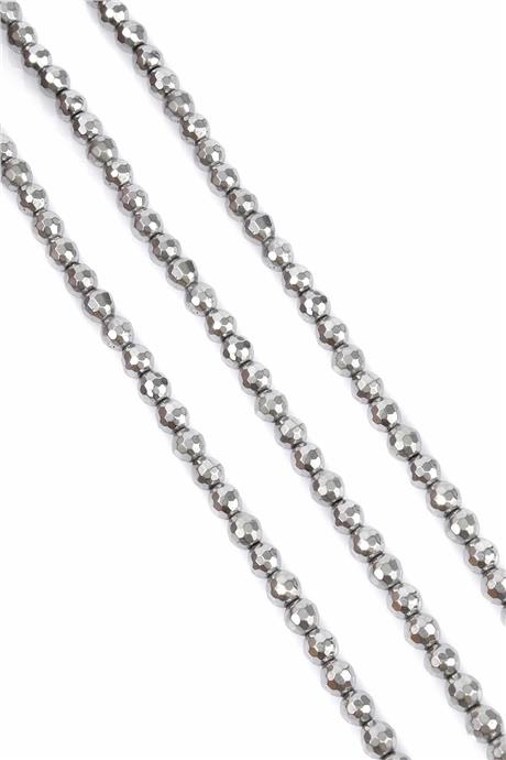 Hematite Natural Stone Cylinder Globe Facet Cut 6mm String Of Beads