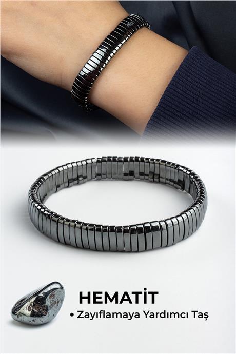 Hematit Doğal Taş İnce Bombeli Kesim 10x2mm Bileklik