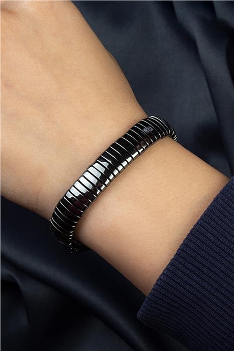 Hematit Doğal Taş İnce Bombeli Kesim 10x2mm Bileklik