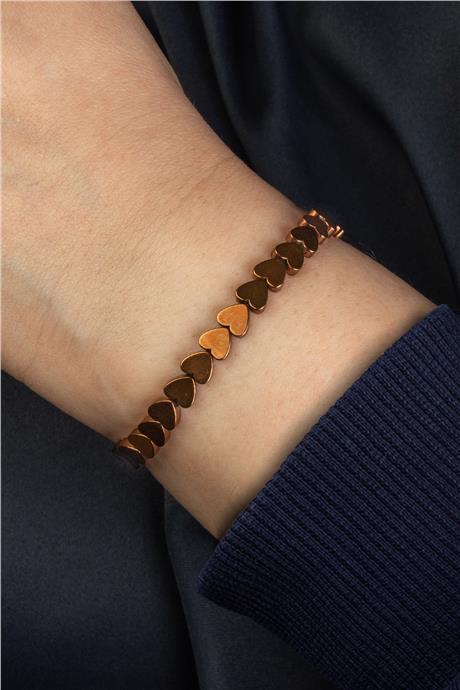 Hematit Doğal Taş Kahverengi Kalp Kesim 6mm Makrome Bileklik