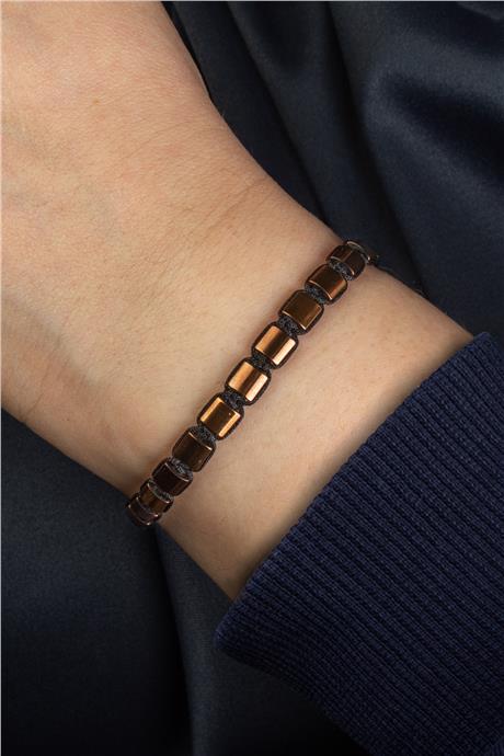 Hematit Doğal Taş Kahvrerengi Kanallı Yassı Kare Kesim 5x5mm Makrome Bileklik