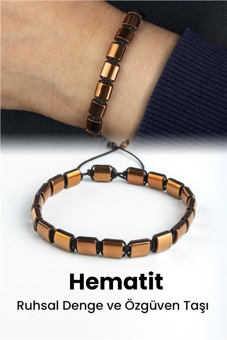 Hematit Doğal Taş Kahverengi Yassı Kare Kesim 7x7mm Makrome Bileklik