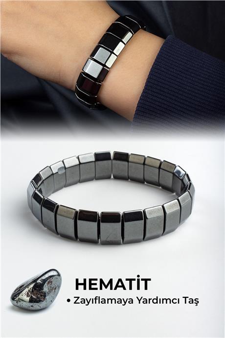 Hematit Doğal Taş Köşeli Kesim 8x14mm Bileklik