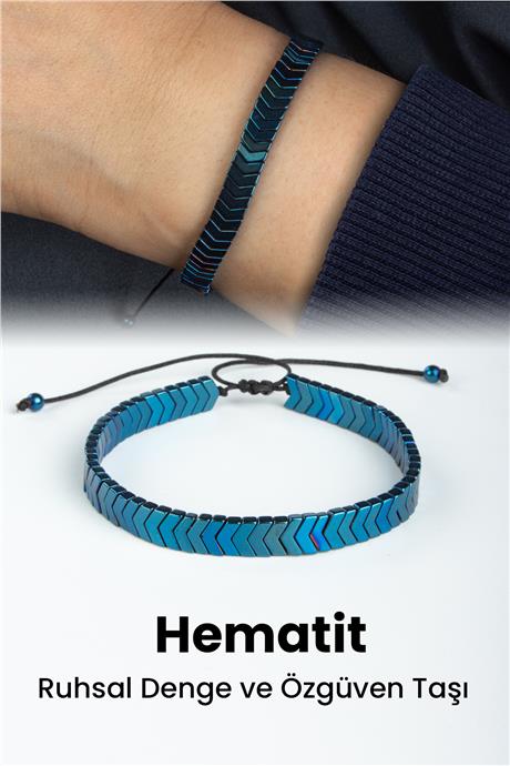 Hematit Doğal Taş Lacivert Çavuş Kesim 6x2mm Makrome Bileklik
