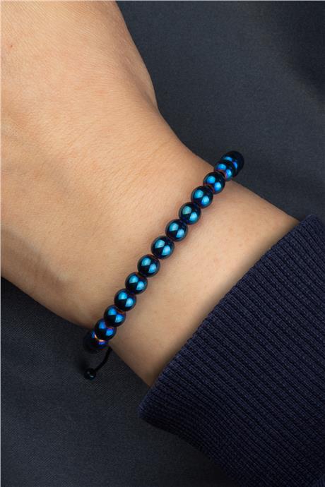 Hematit Doğal Taş Lacivert Küre Kesim 6mm Makrome Bileklik