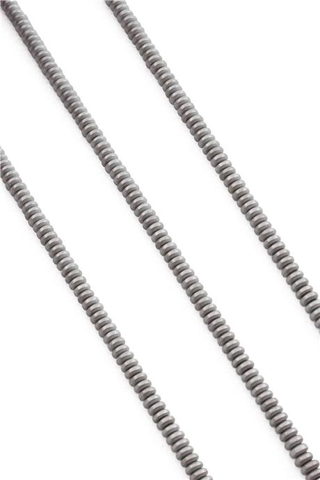 Hematit Taşı Rondela Kesim Mat Açık Gri 4x2mm Doğal Taş Dizi