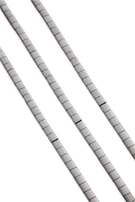 Hematite Natural Stone Matte Light Grey Hexagon Cut 5x5mm String Of Beads