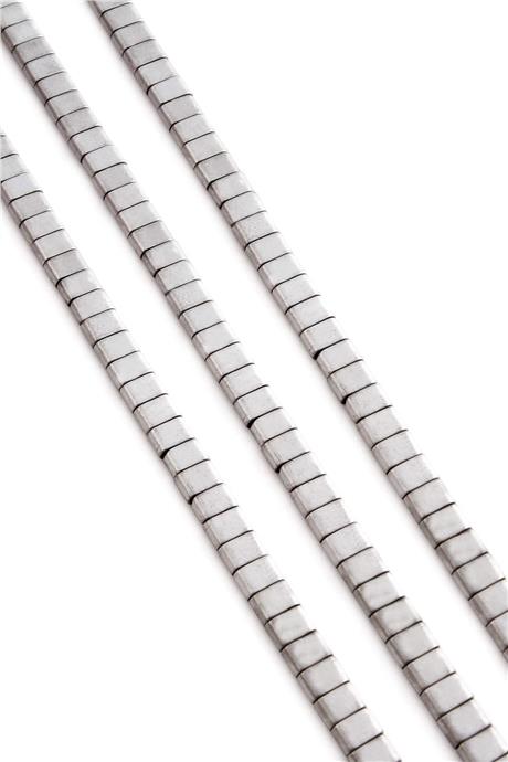 Hematite Natural Stone Matte Light Grey Double Hole 6x4mm String Of Beads