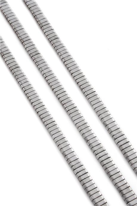 Hematite Natural Stone Matte Light Grey Double Hole 6x2mm String Of Beads